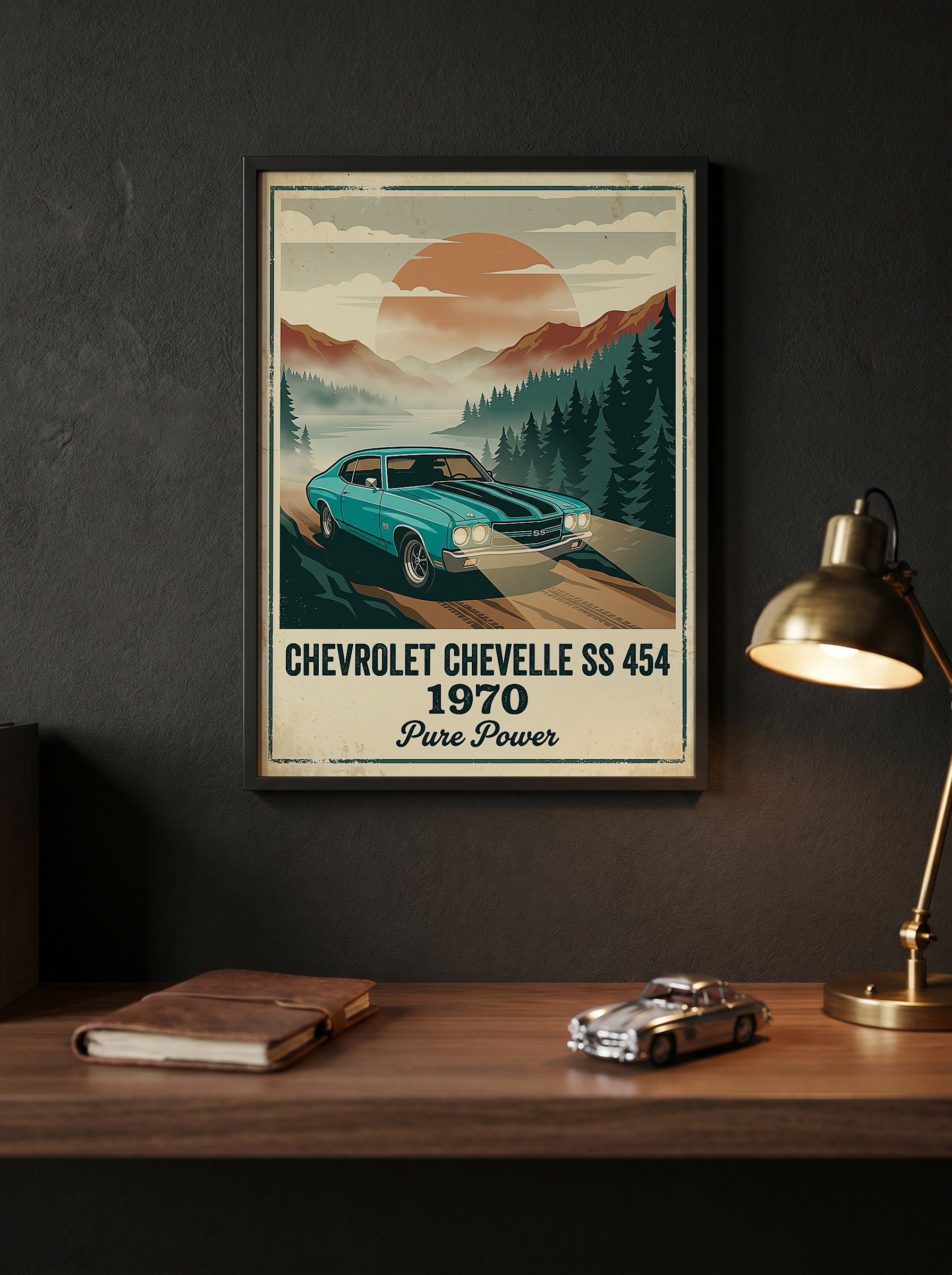Chevrolet Chevelle SS 454 1970 V6 Aqua Edition — Vintage Muscle Misty Mountain Print