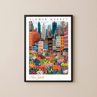 New York Flower Market — Vibrant Cityscape Botanical Wall Art Print