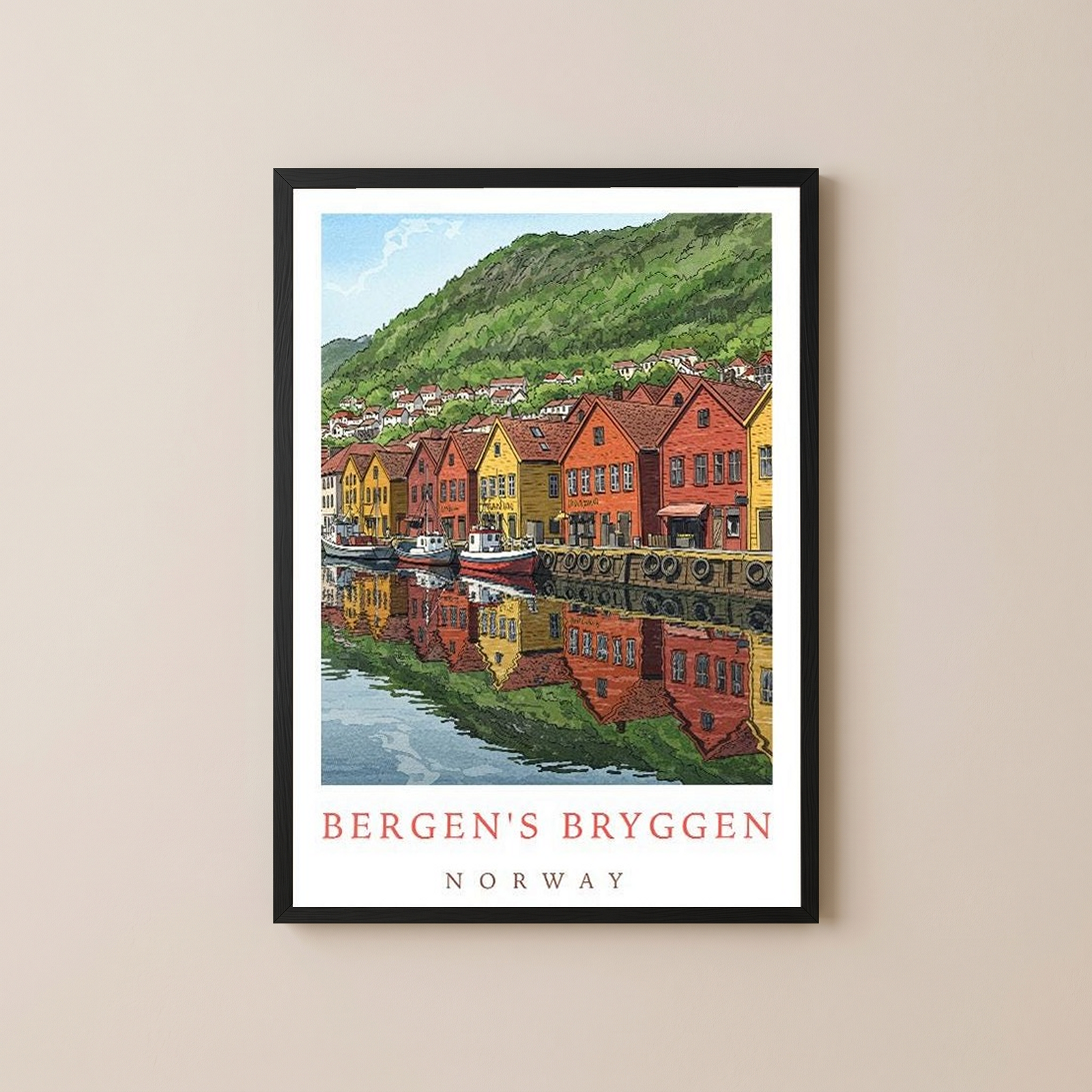 Bergen Bryggen Norway — Hanseatic Harbor Wall Art Print