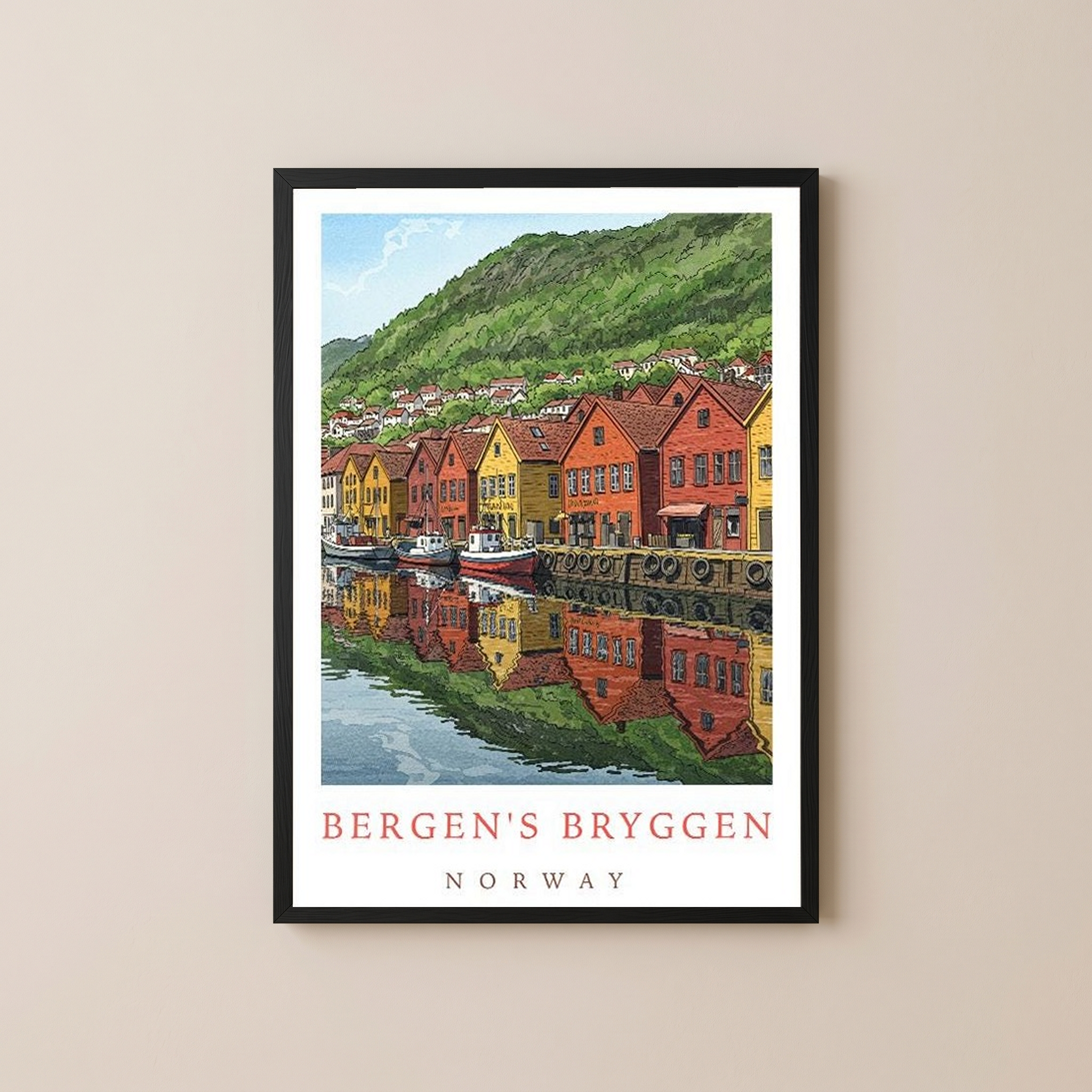 Bergen Bryggen Norway — Hanseatic Harbor Wall Art Print