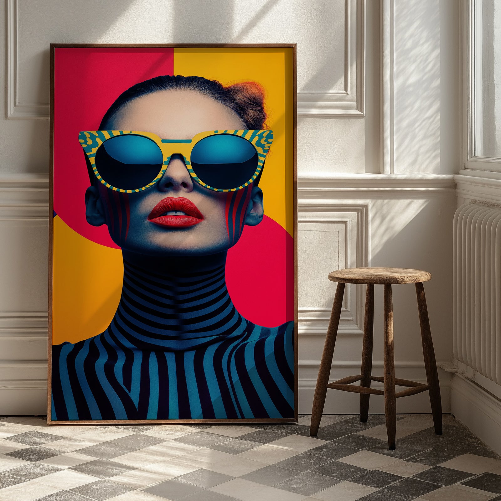 Electric Elegance Wall Art Print — Bold Pop Portrait Poster