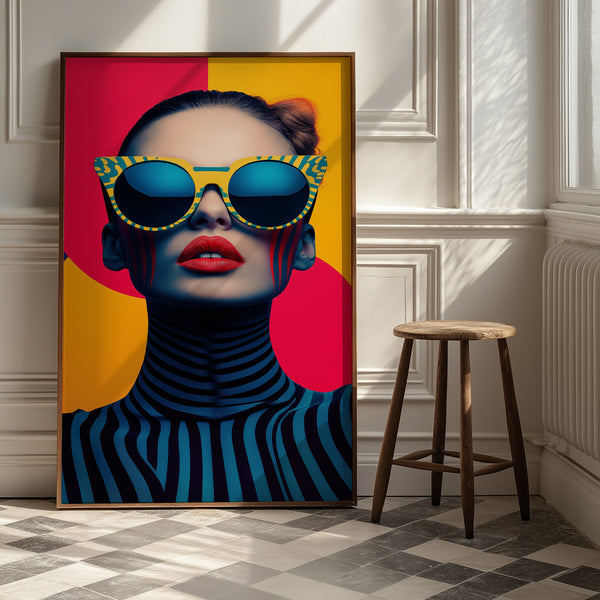 Electric Elegance Wall Art Print — Bold Pop Portrait Poster