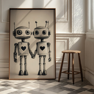 Mechanical Hearts Wall Art Print — Industrial Robot Love Poster
