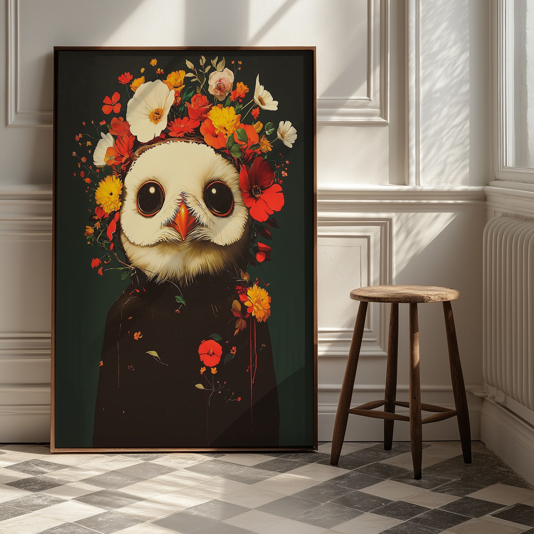 Blossom Bird Wall Art Print — Botanical Floral Bird Illustration Poster