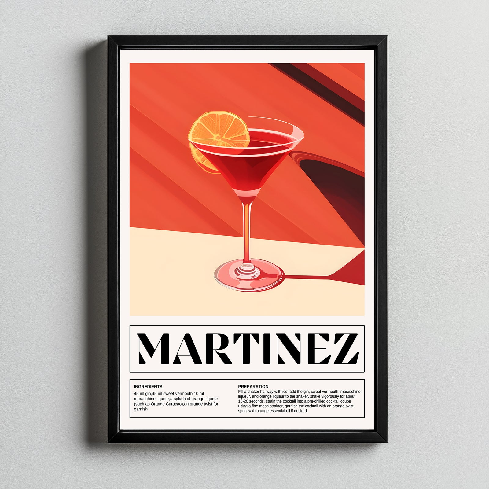 Martinez Wall Art Print — Vintage Pre-Prohibition Cocktail Poster