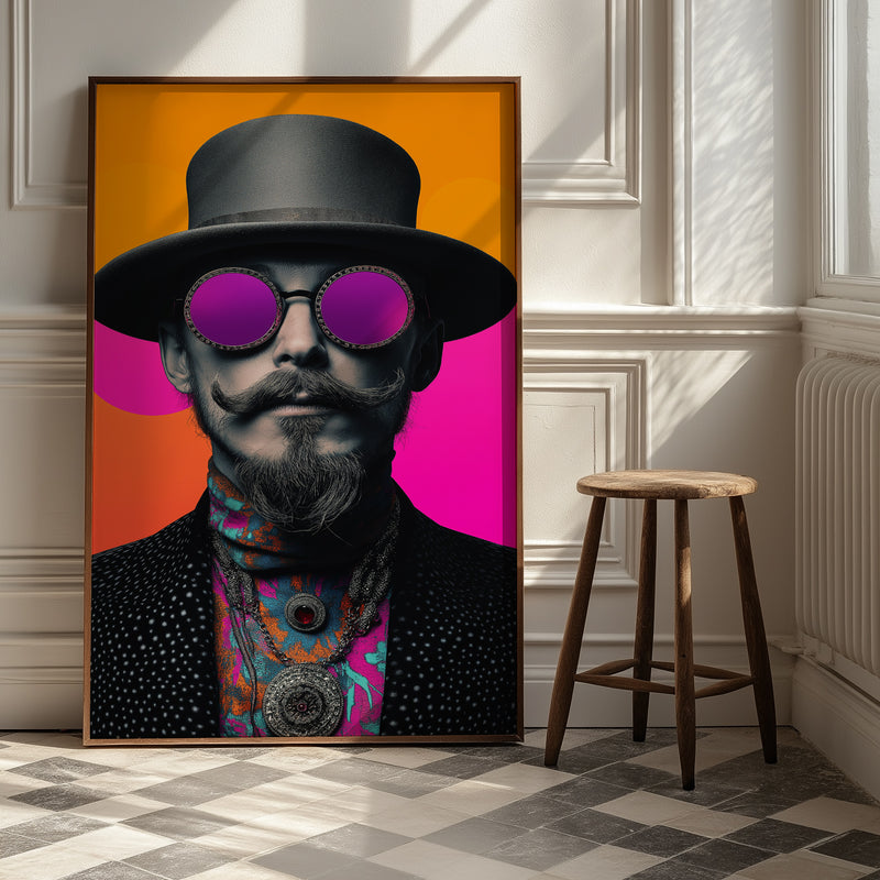 Neon Mystique Wall Art Print — Mysterious Pop Portrait Poster