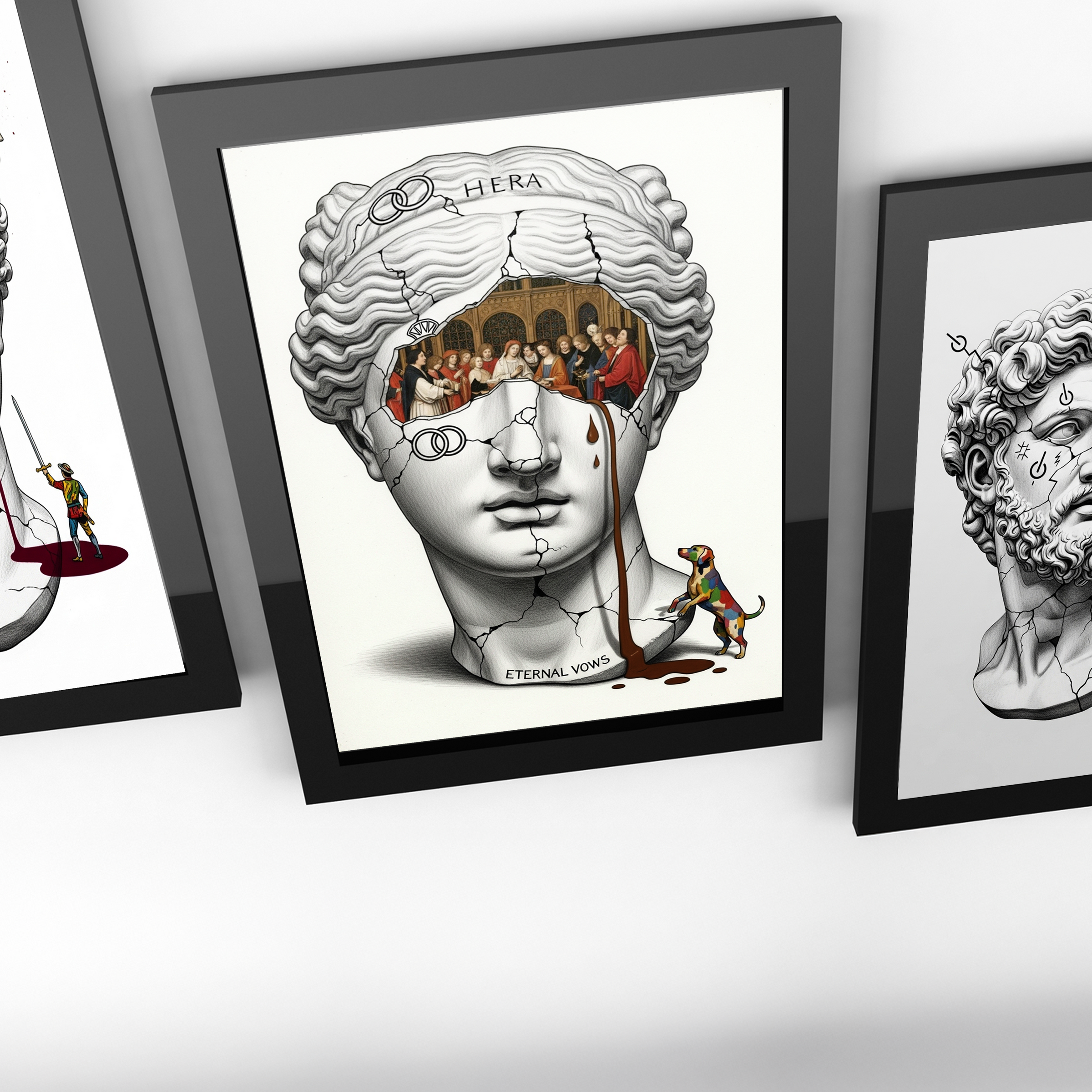 Hera Eternal Vows — Surreal Goddess Bust Wall Art Print