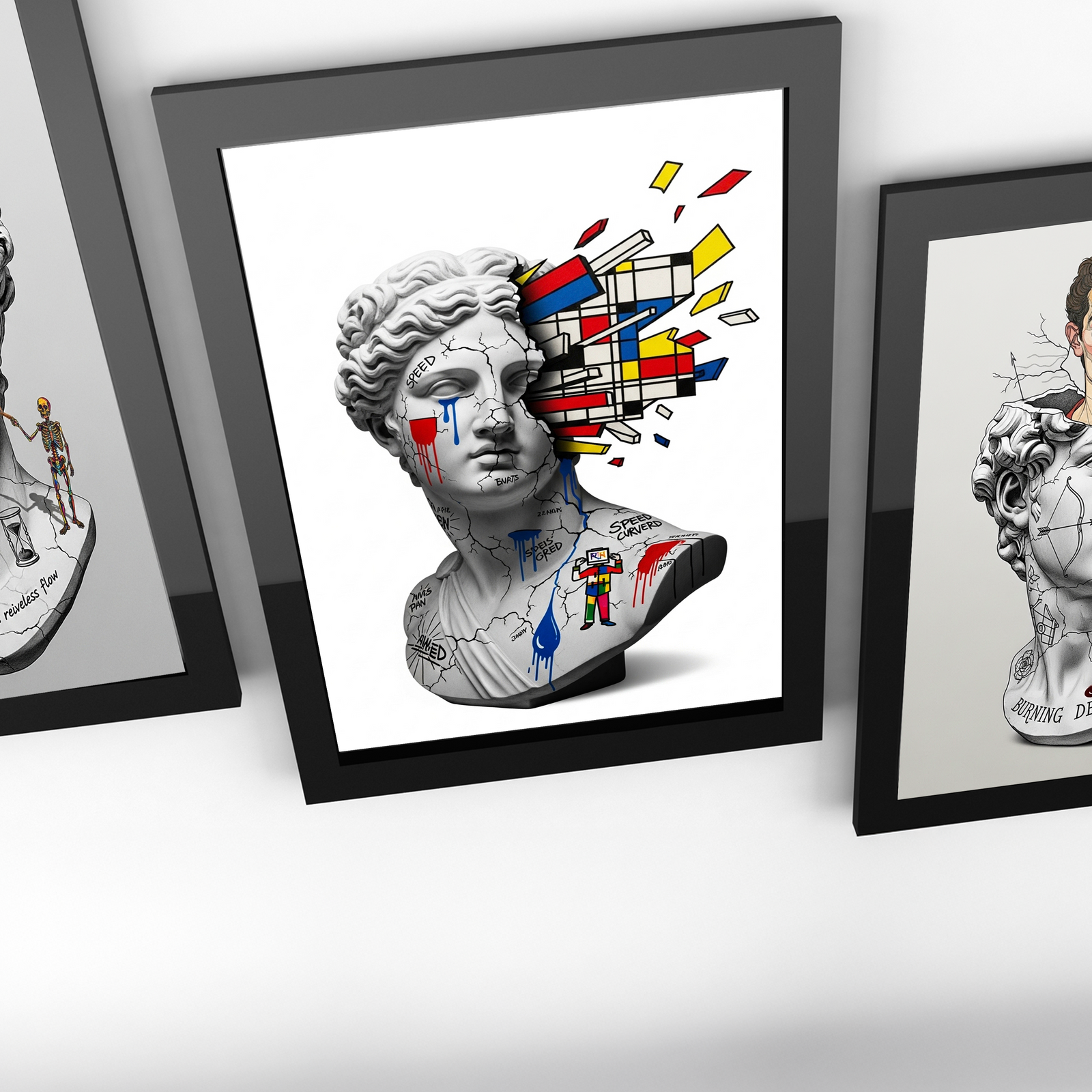 Mondrian Explosion — Surreal Venus Bust Wall Art Print