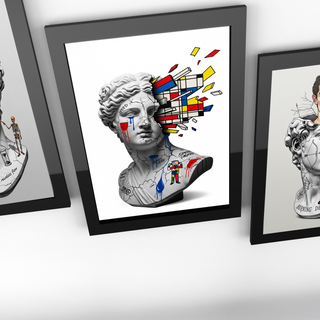 Mondrian Explosion — Surreal Venus Bust Wall Art Print