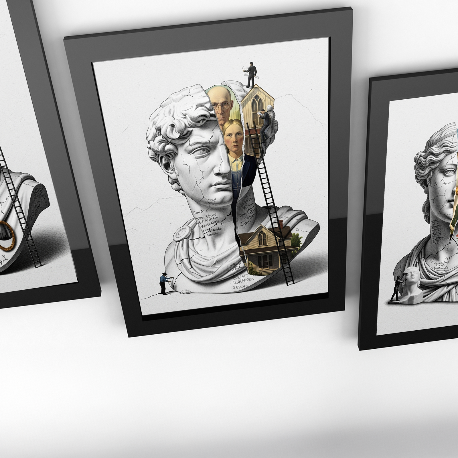 American Gothic Roots — Surreal David Bust Wall Art Print