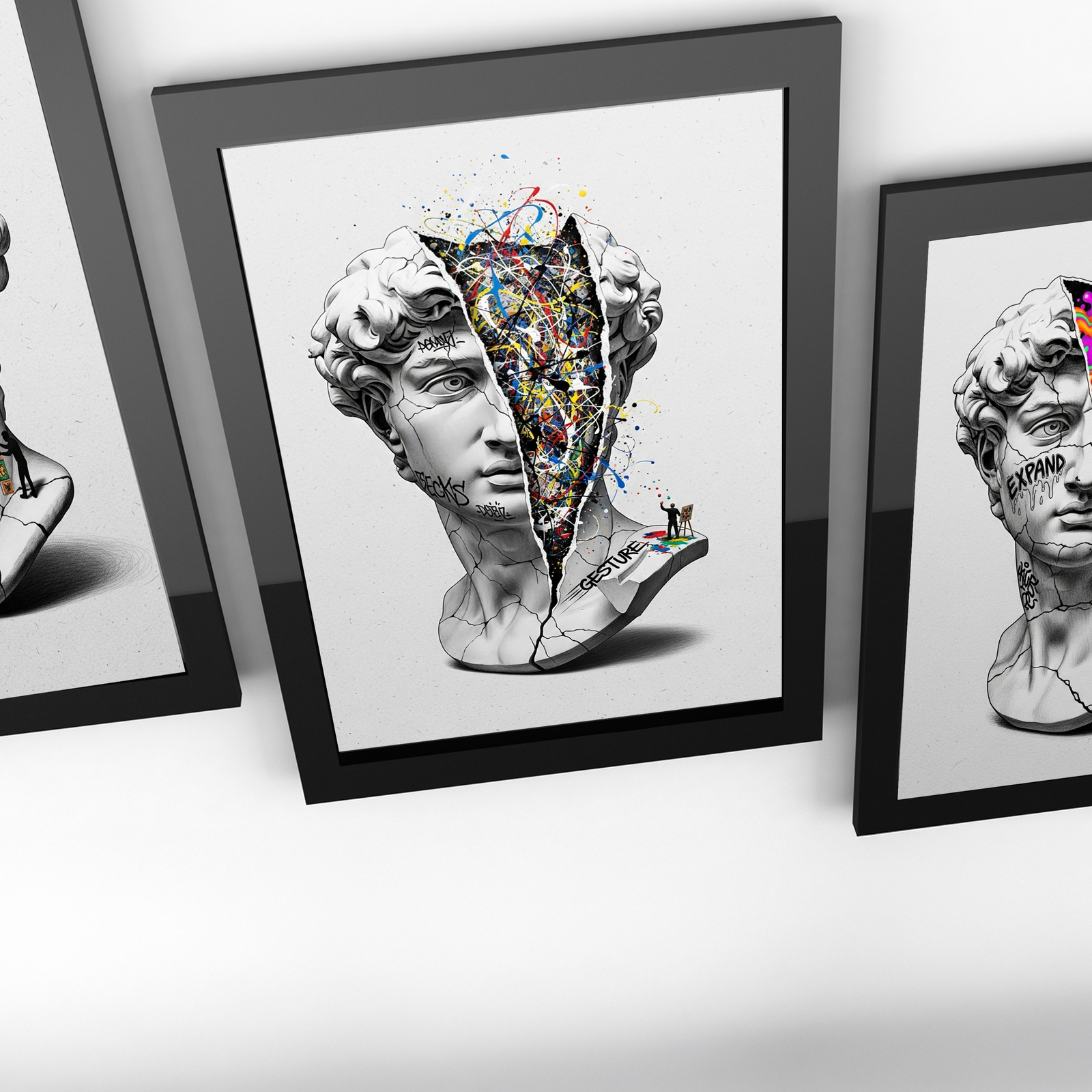 Gesture Pollock — Surreal David Bust Wall Art Print