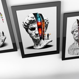 Neon Noir — Surreal David Bust Wall Art Print