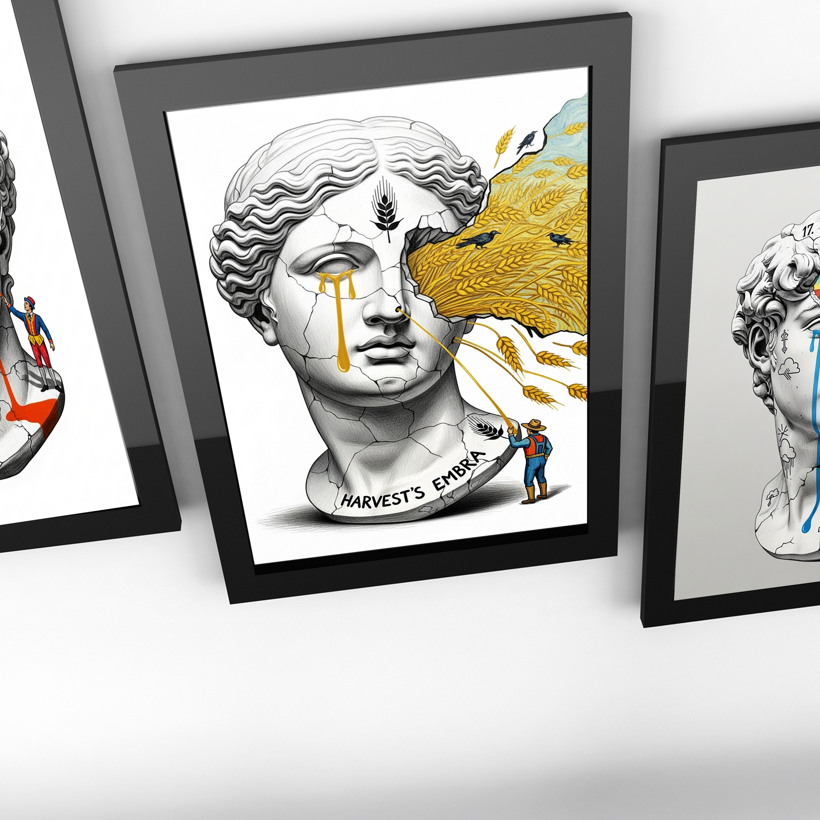 Harvest's Embrace — Surreal Demeter Bust Wall Art Print