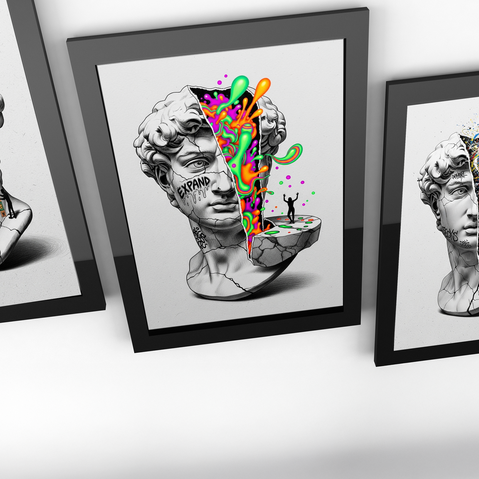 Expand Pop Art — Surreal David Bust Wall Art Print