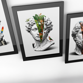 Nature Collage — Surreal Apollo Bust Wall Art Print