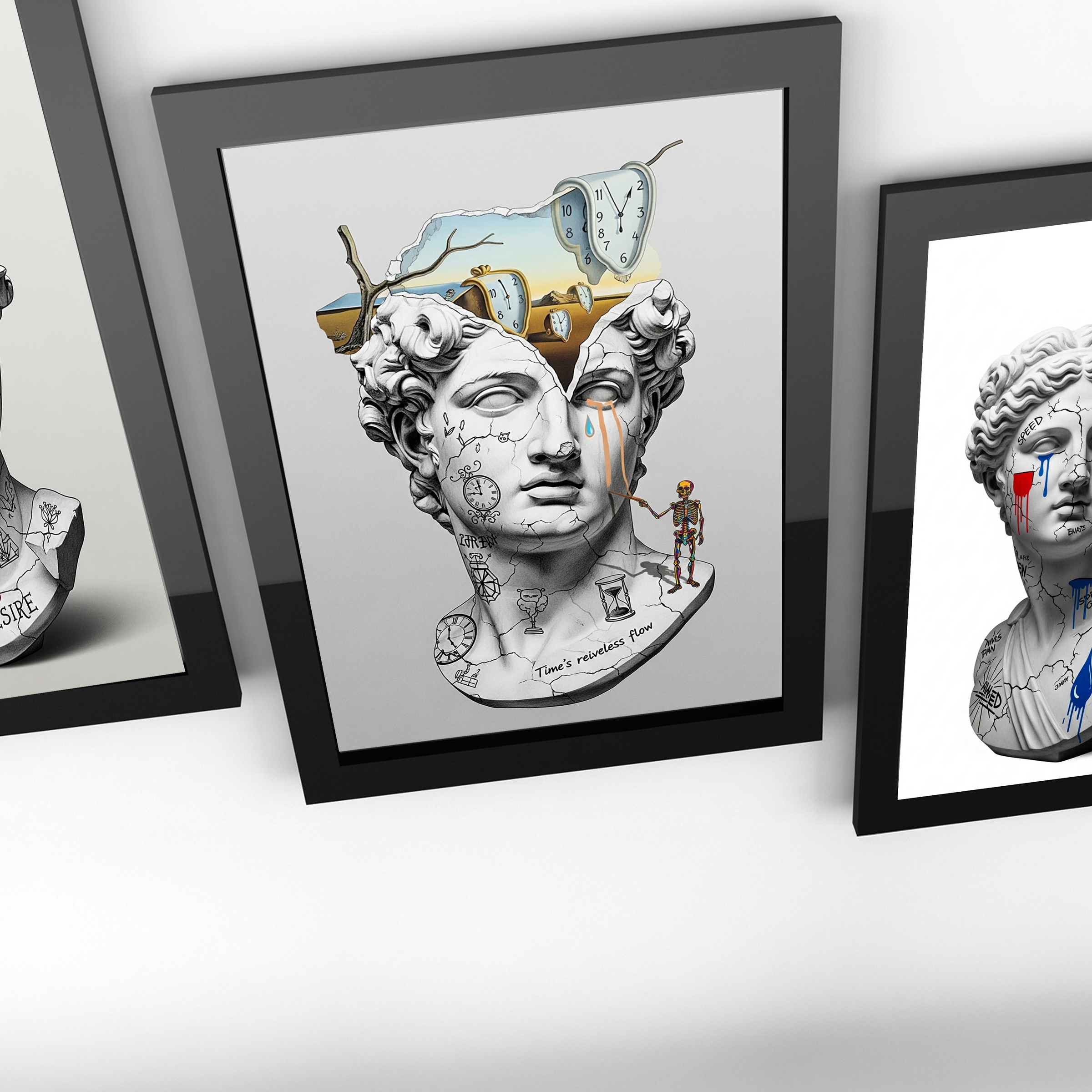 Flow of Time Dali — Surreal Melting Clocks Wall Art Print