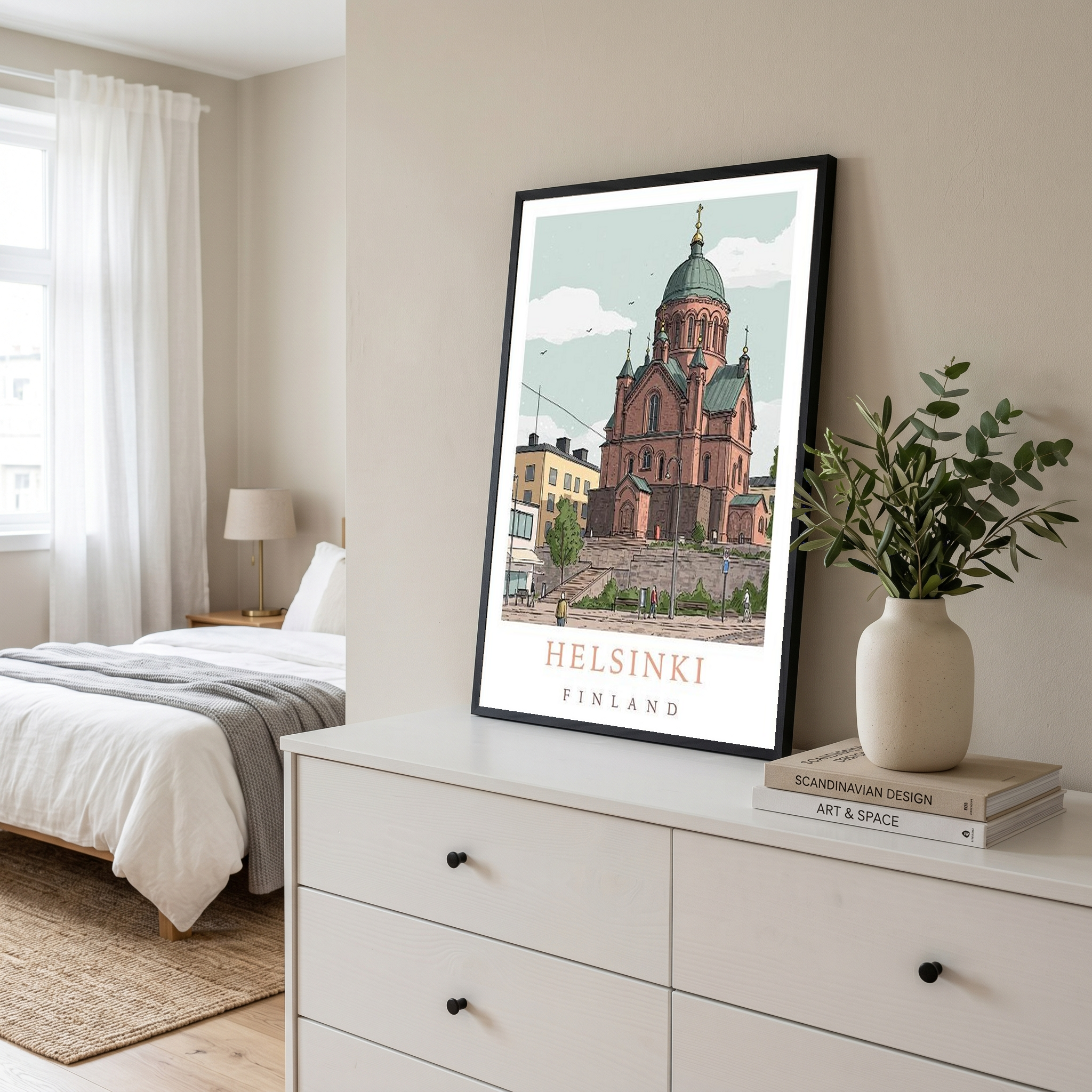 Helsinki Finland Travel Poster — Uspenski Cathedral Nordic City Print