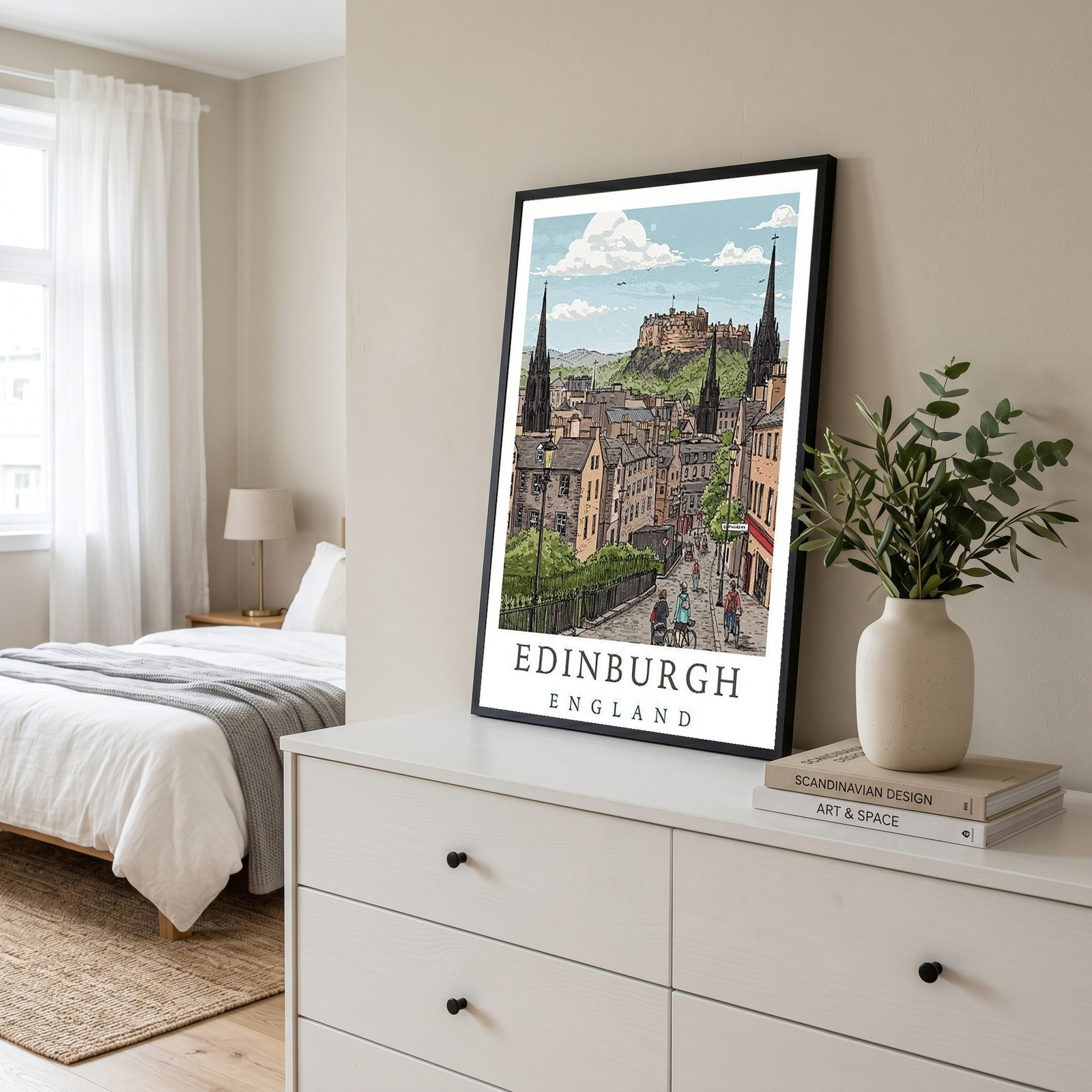 Edinburgh Scotland Travel Poster — Castle Royal Mile Old Town Print