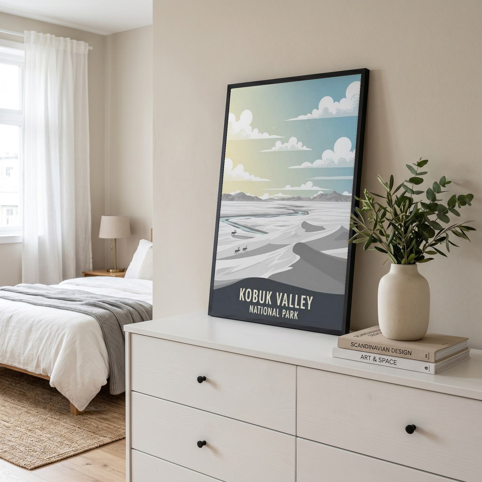 Kobuk Valley National Park Poster — Vintage Alaska Arctic Sand Dunes Caribou