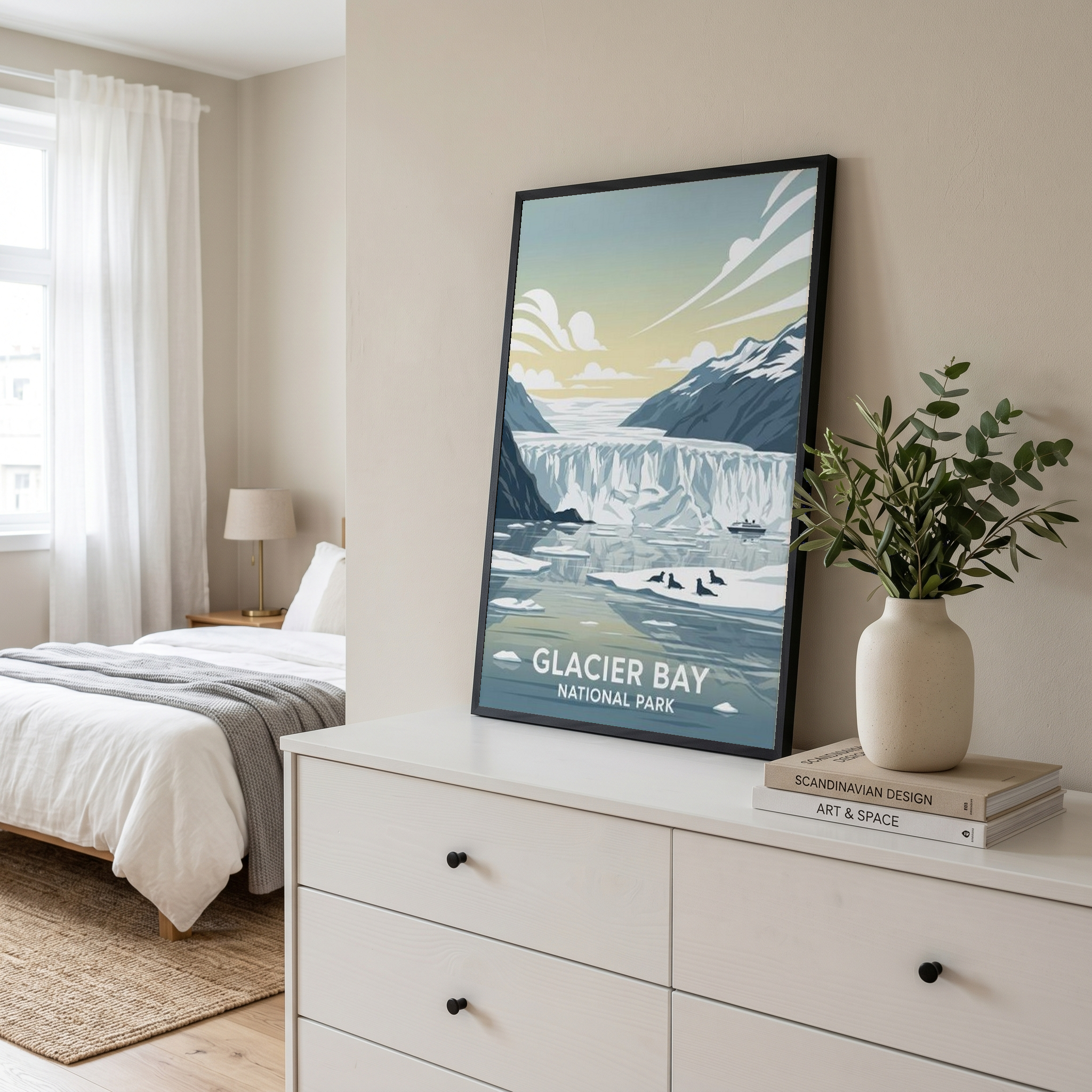 Glacier Bay National Park Poster — Vintage Alaska Tidewater Glacier Seal Print