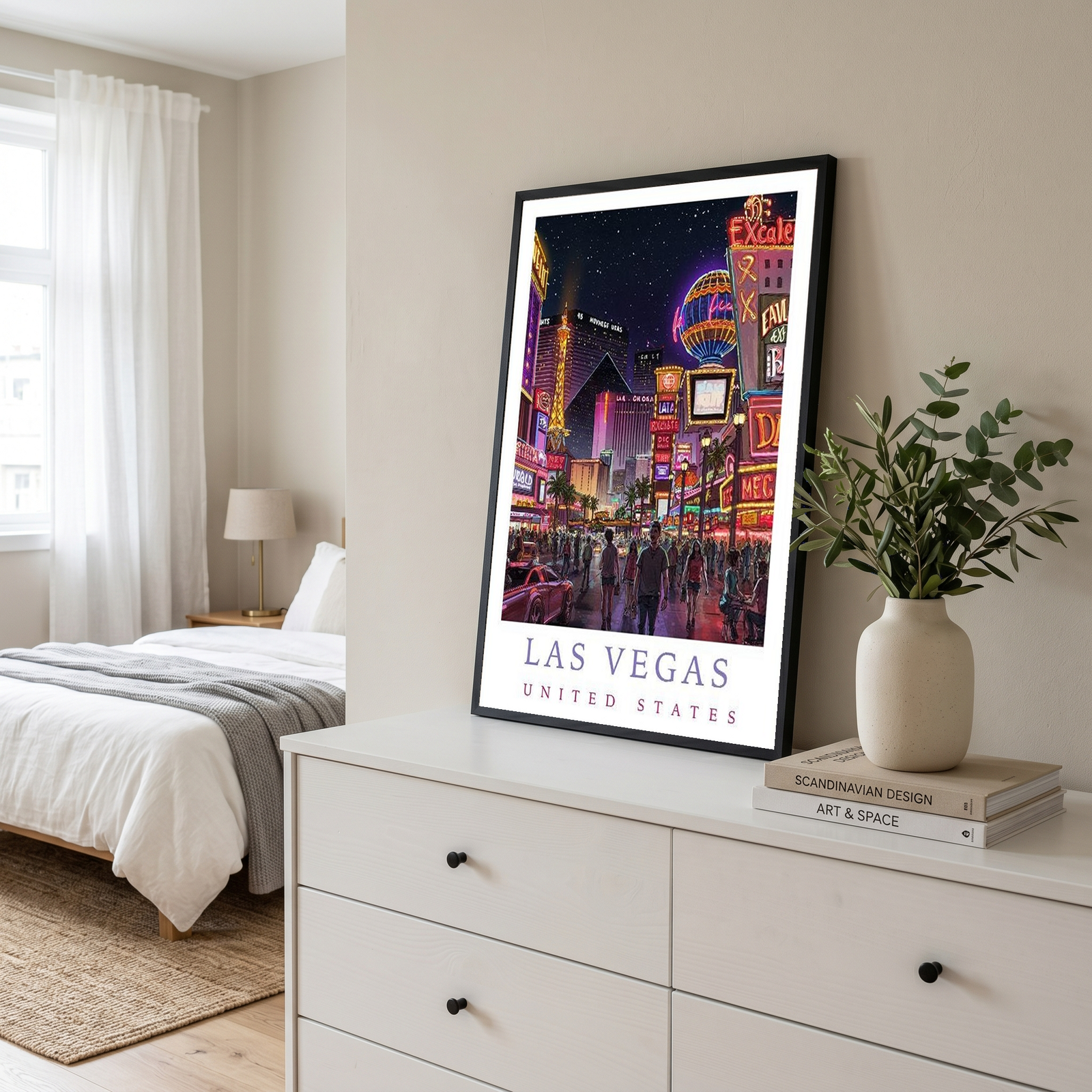Las Vegas Travel Poster — Neon Strip Night Cityscape Print