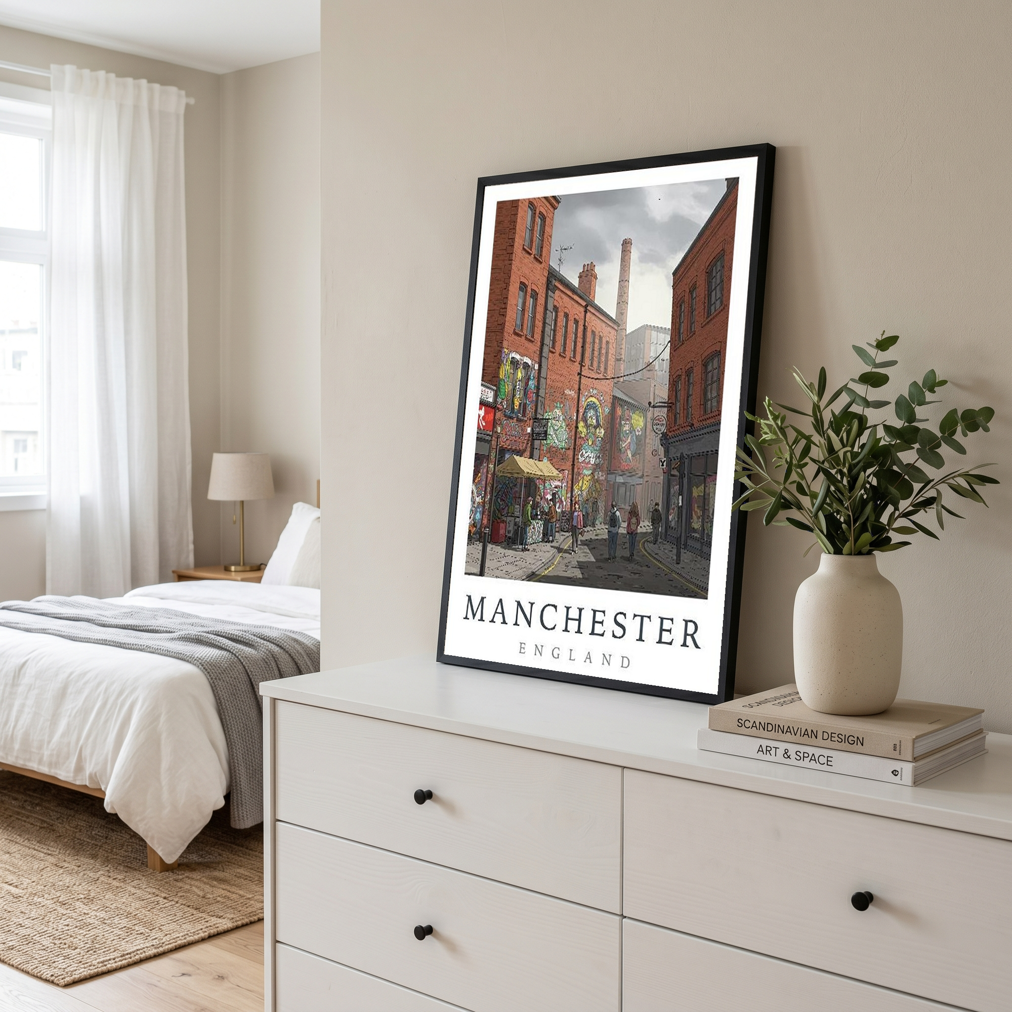 Manchester England Travel Poster — Northern Quarter Street Art Print