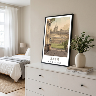 Bath England Travel Poster — Royal Crescent Abbey Georgian Print