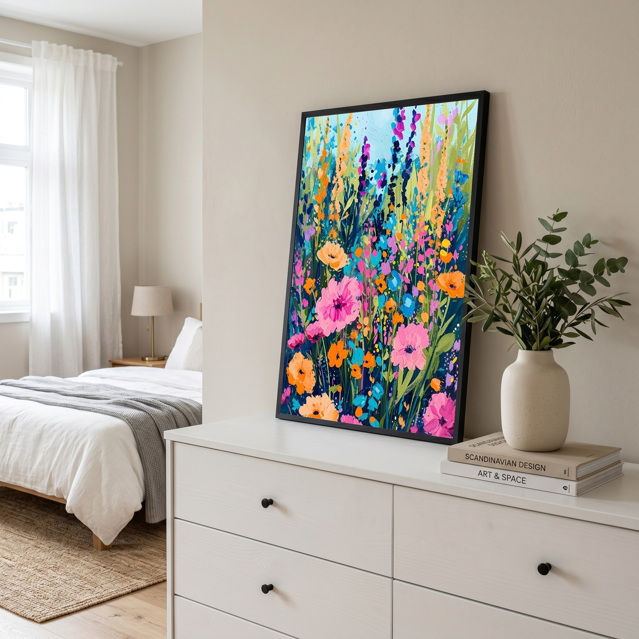 Abstract Flower Field Print — Vibrant Botanical Painterly Wall Art
