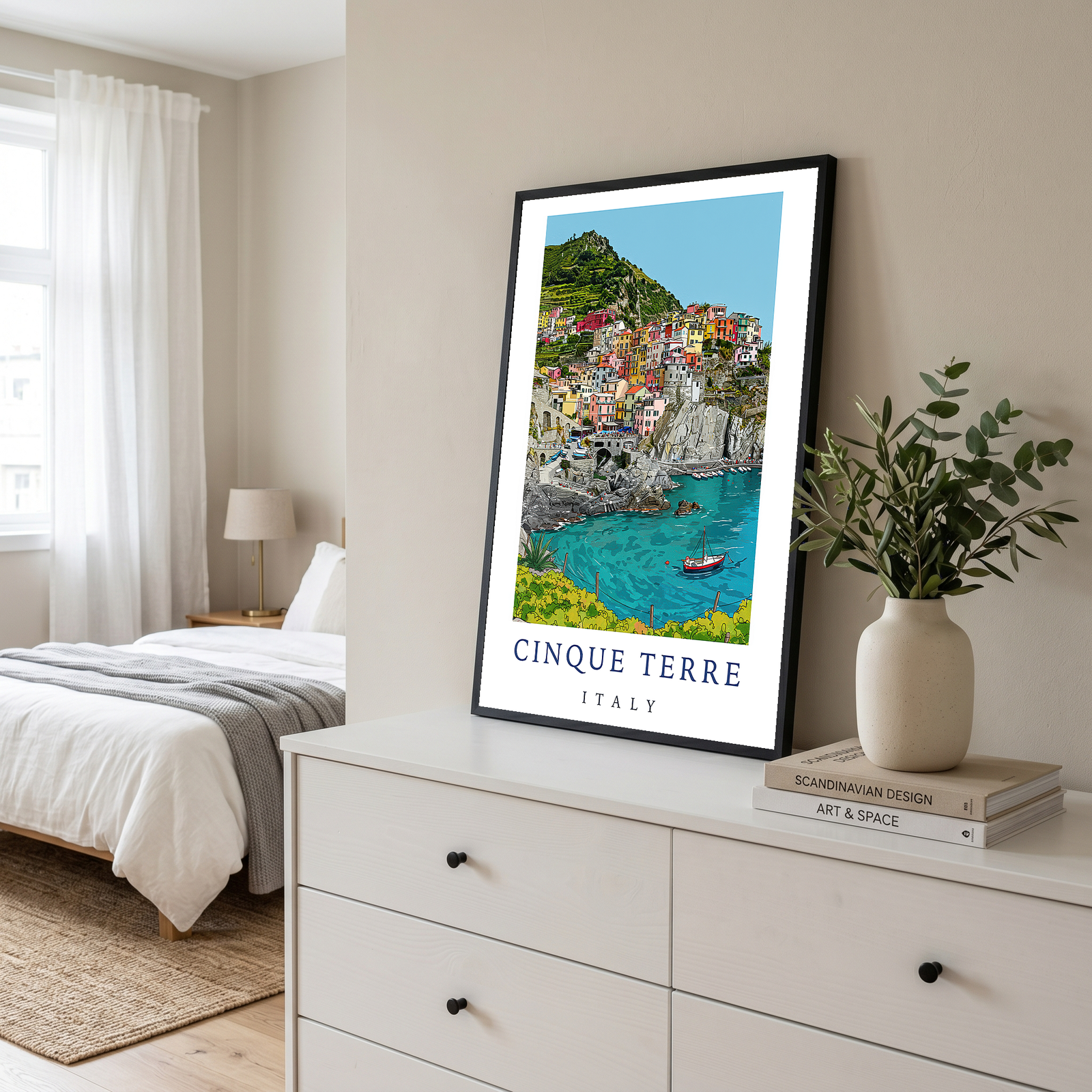 Cinque Terre Italy Travel Poster — Manarola Coastal Village Print