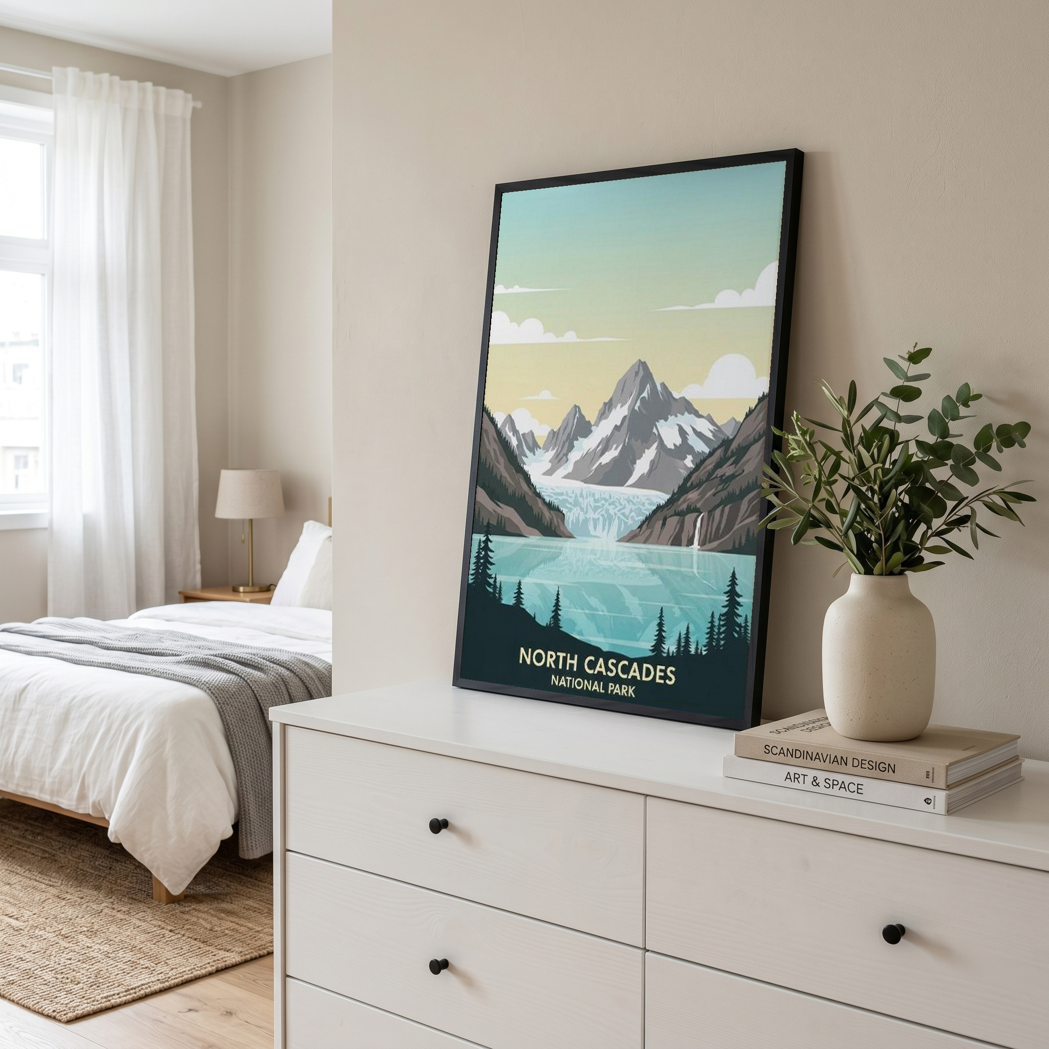 North Cascades National Park Poster — Vintage Washington Glacier Alpine Lake Print
