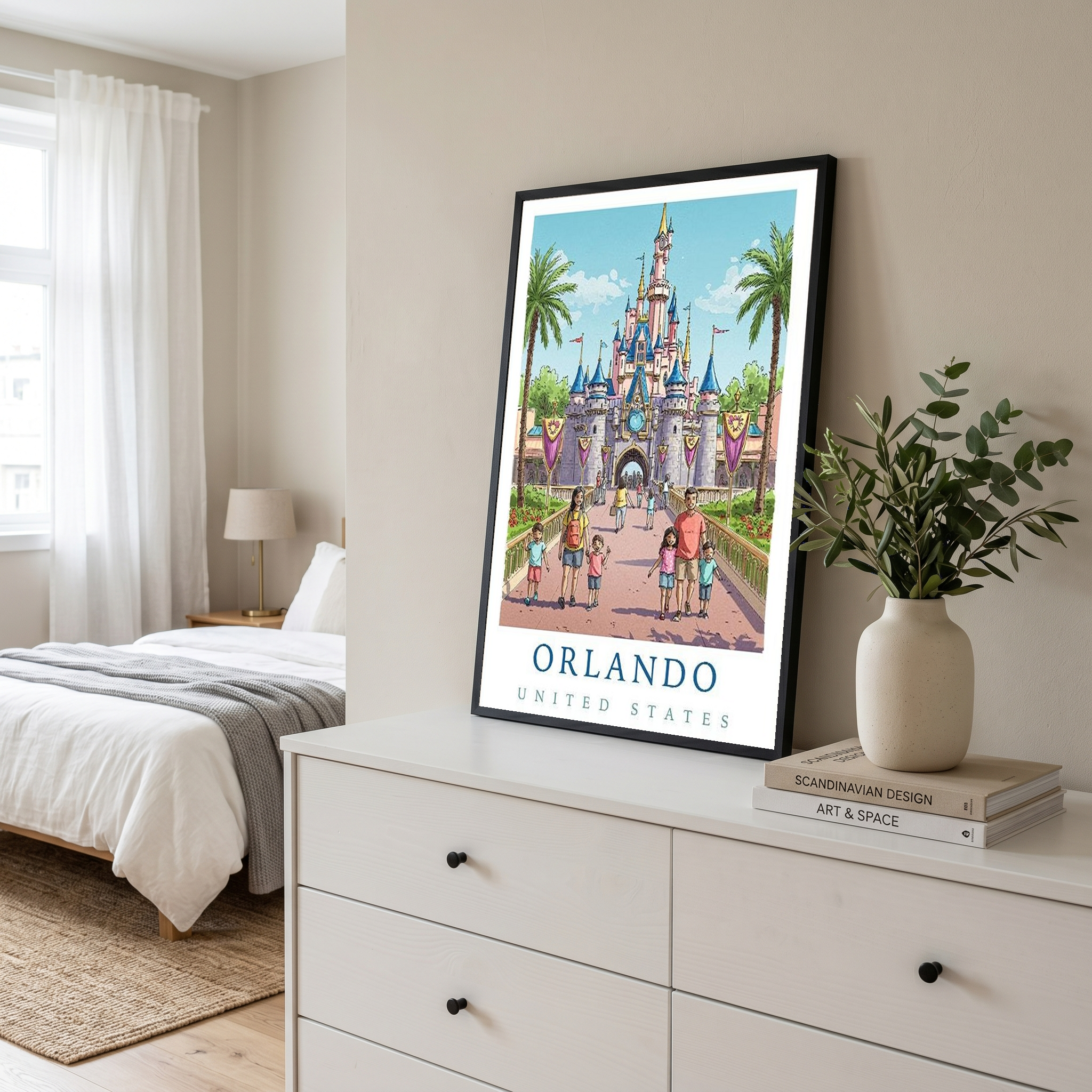 Orlando Florida Travel Poster — Fairy Tale Castle Theme Park Family Print