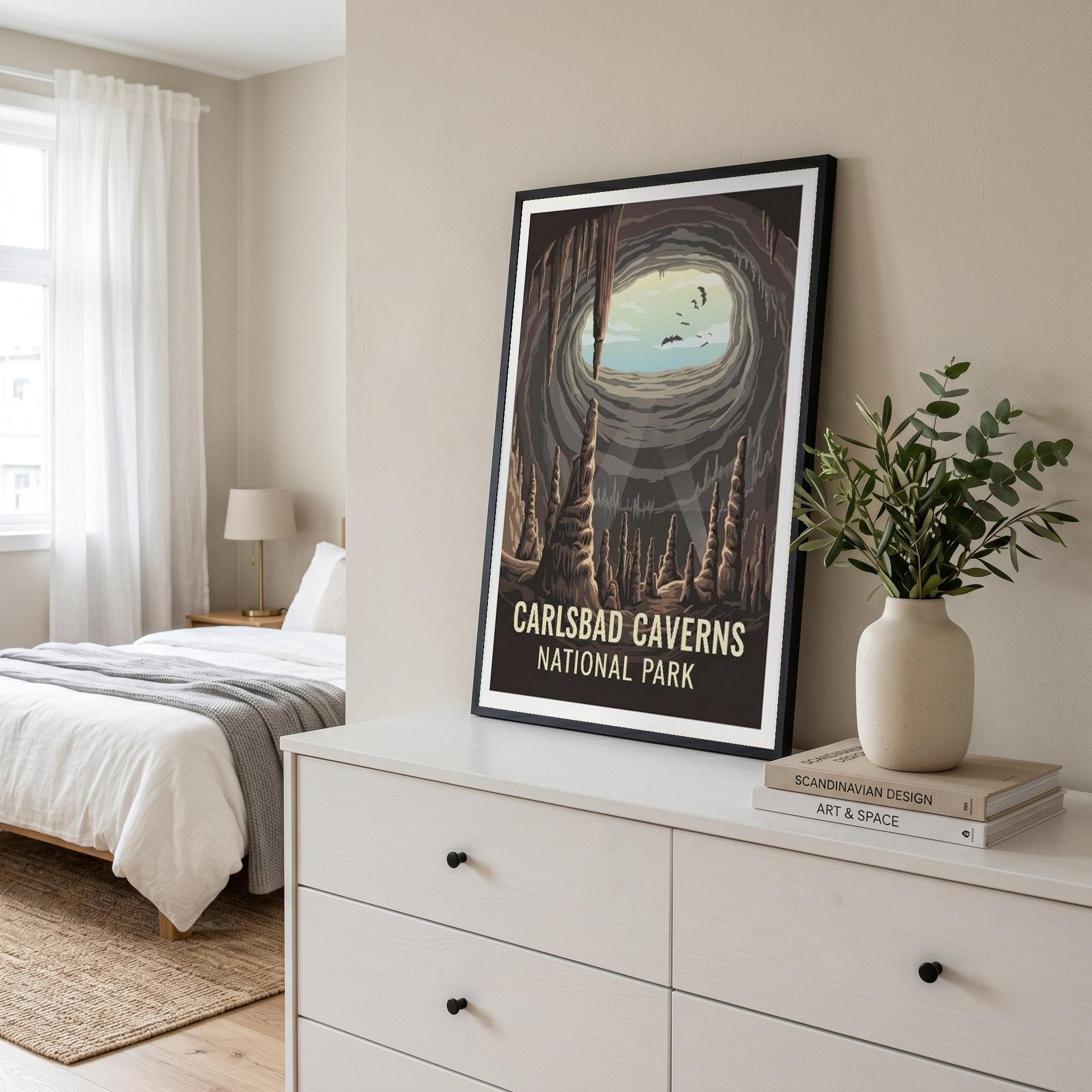 Carlsbad Caverns National Park Poster — Vintage New Mexico Bat Cave Print