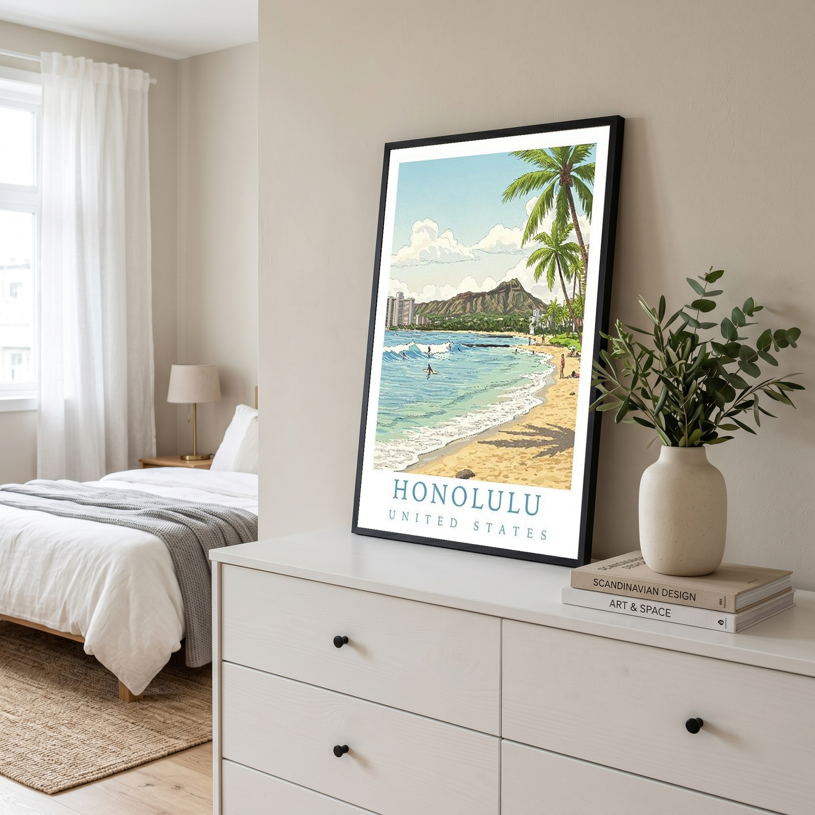 Honolulu Hawaii — Waikiki Beach Diamond Head Wall Art Print
