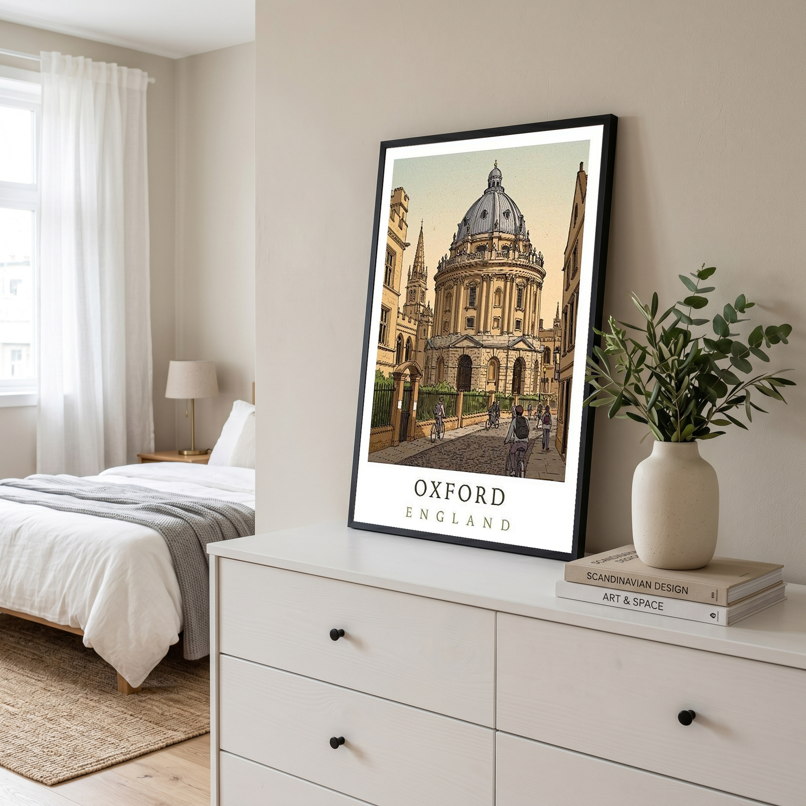 Oxford England Travel Poster — Radcliffe Camera University City Print