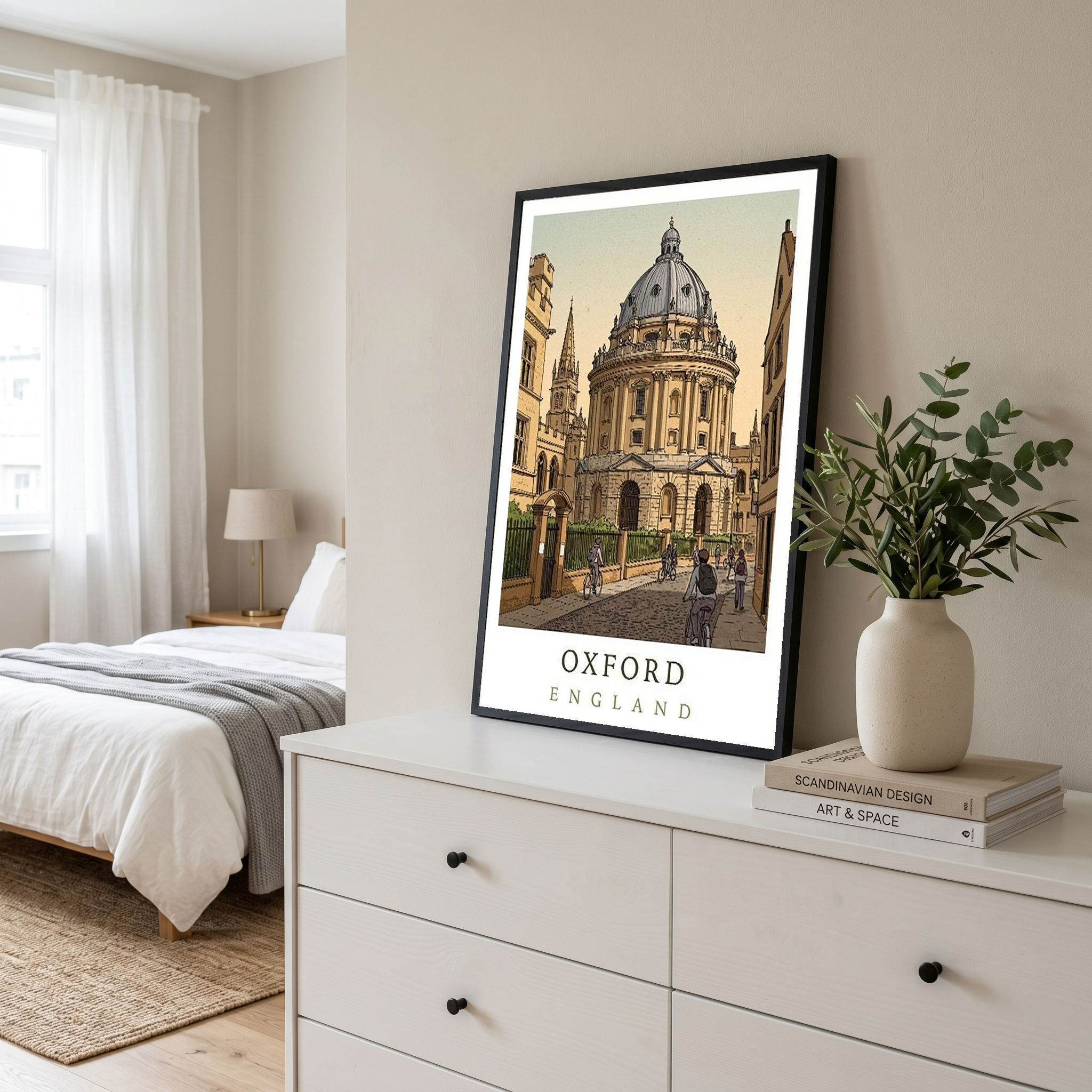 Oxford England Travel Poster — Radcliffe Camera University City Print