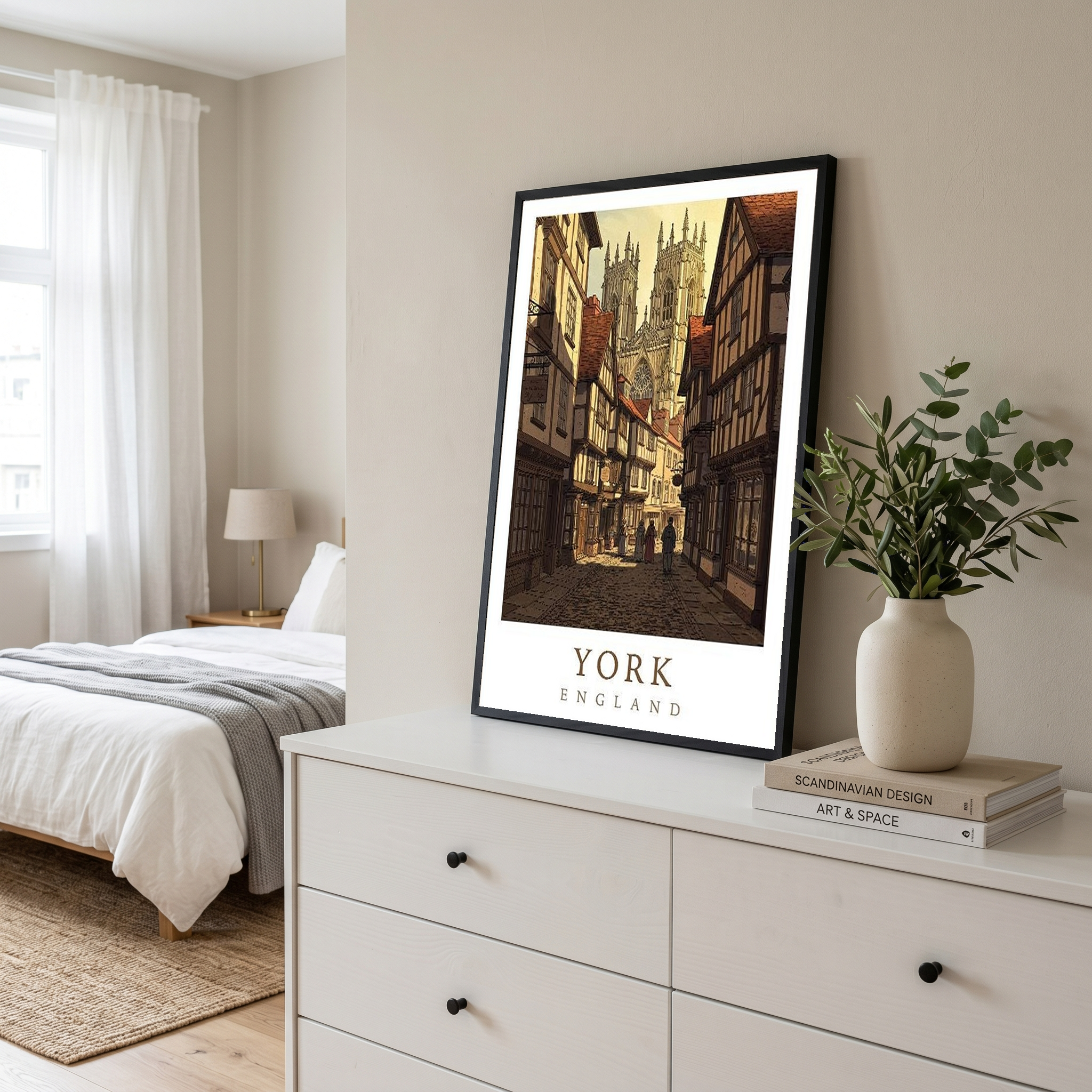 York England Travel Poster — Shambles Medieval City York Minster Print
