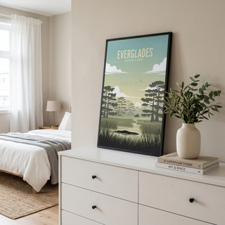 Everglades National Park Poster — Vintage Florida Alligator Cypress Print