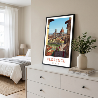 Florence Italy Travel Poster — Duomo Cathedral Renaissance Street Print