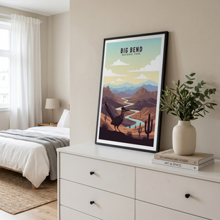 Big Bend National Park Poster — Vintage Texas Roadrunner Rio Grande Print