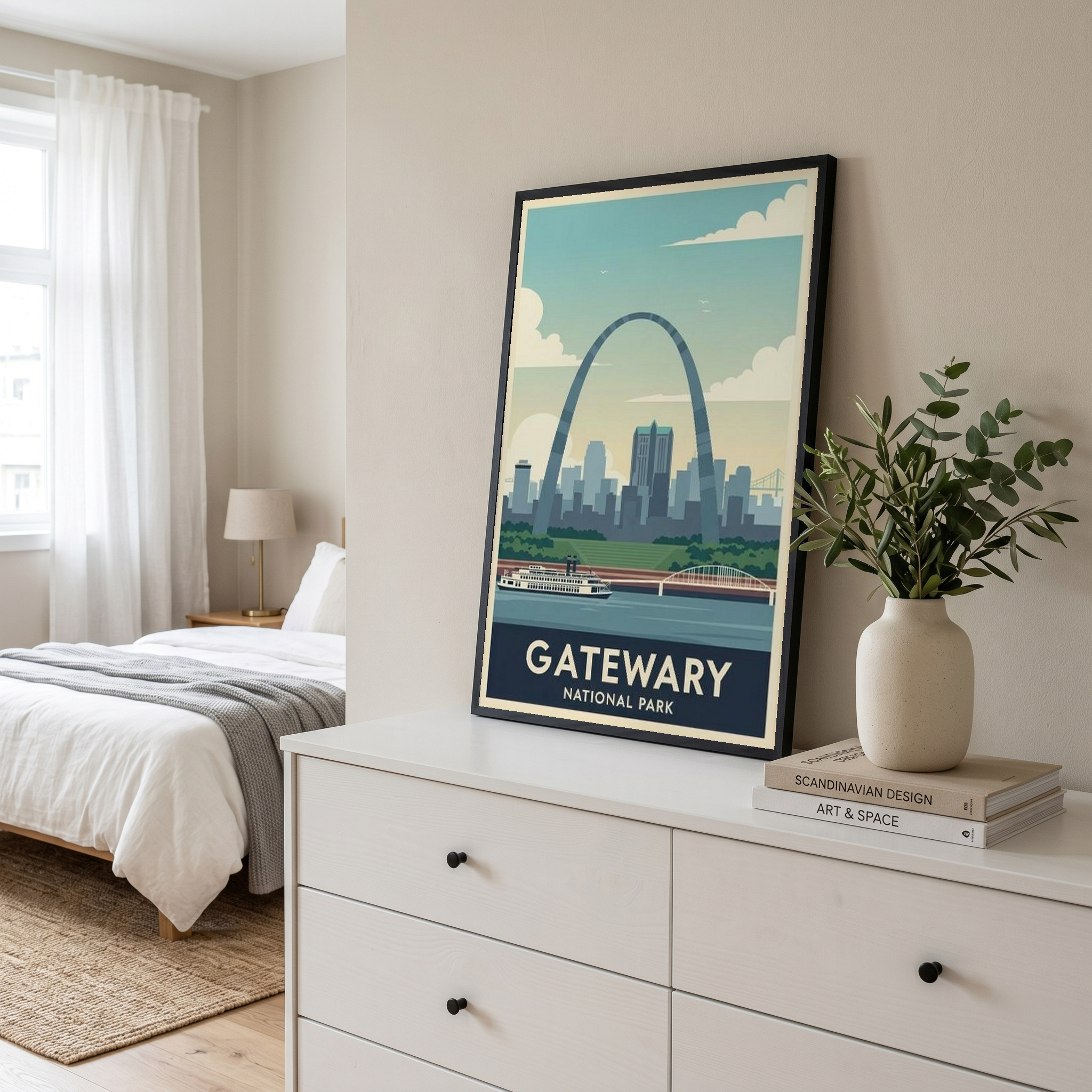 Gateway Arch National Park Poster — Vintage St. Louis Mississippi River Print