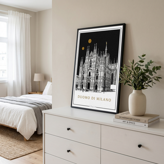 Duomo di Milano Italy Poster — Milan Cathedral Gold Moons Print