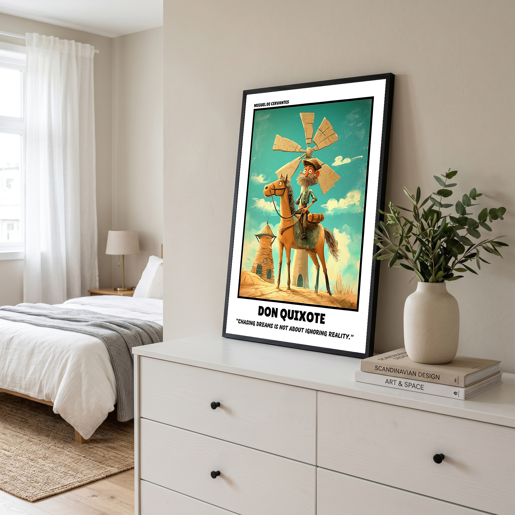 Don Quixote Poster - Chasing Dreams Literary Quote Wall Art Print