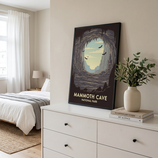 Mammoth Cave National Park Poster — Vintage Kentucky Cave Bat Print