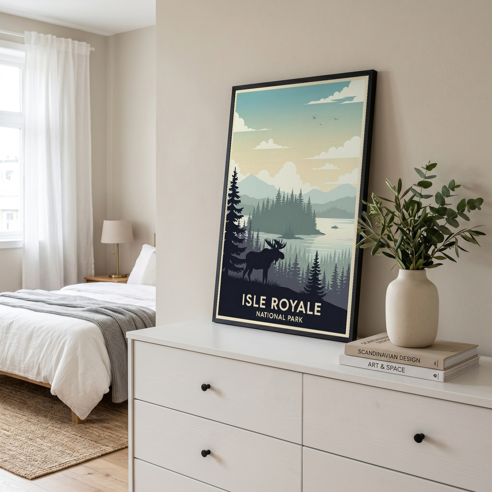 Isle Royale National Park Poster — Vintage Michigan Moose Lake Superior Print