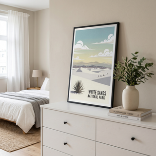 White Sands National Park Poster — Vintage New Mexico Gypsum Dunes Sledding Print