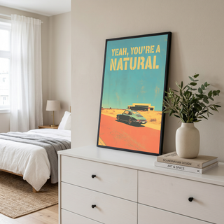 Vintage Porsche Desert Road Poster — You're a Natural Motivational Print