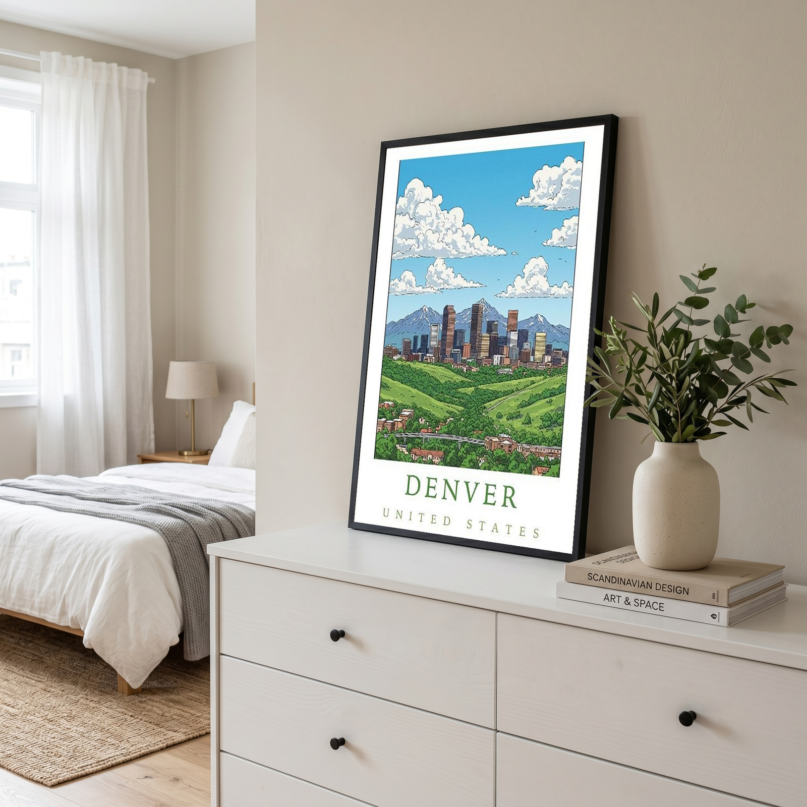Denver Colorado Travel Poster — Rocky Mountains Mile-High Skyline Print