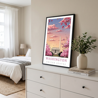 Washington DC — Cherry Blossom Monument Wall Art Print
