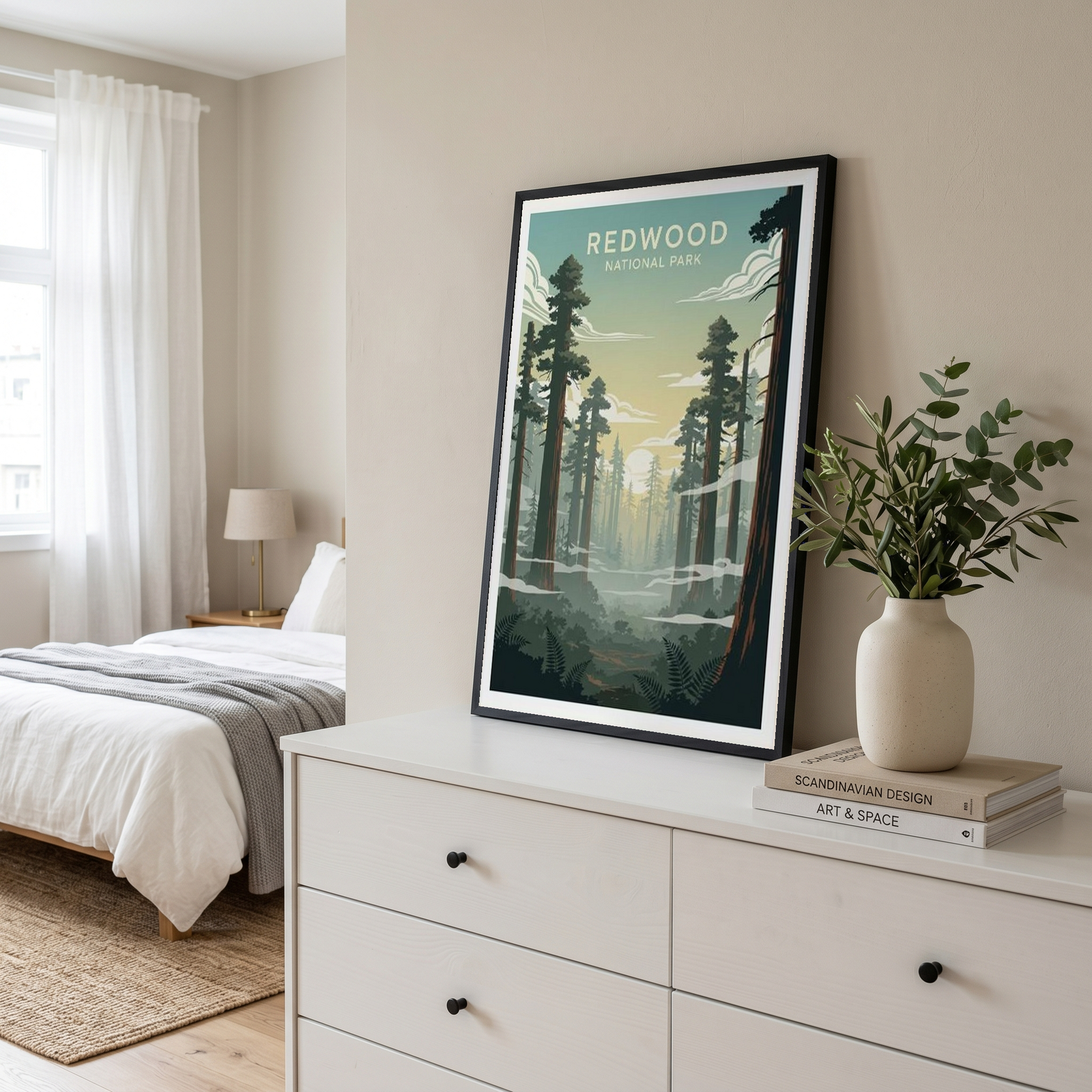 Redwood National Park Poster — Vintage California Towering Forest Print