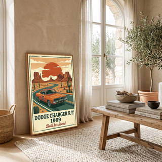 Dodge Charger R/T 1969 Poster — Vintage Muscle Car Monument Valley Print